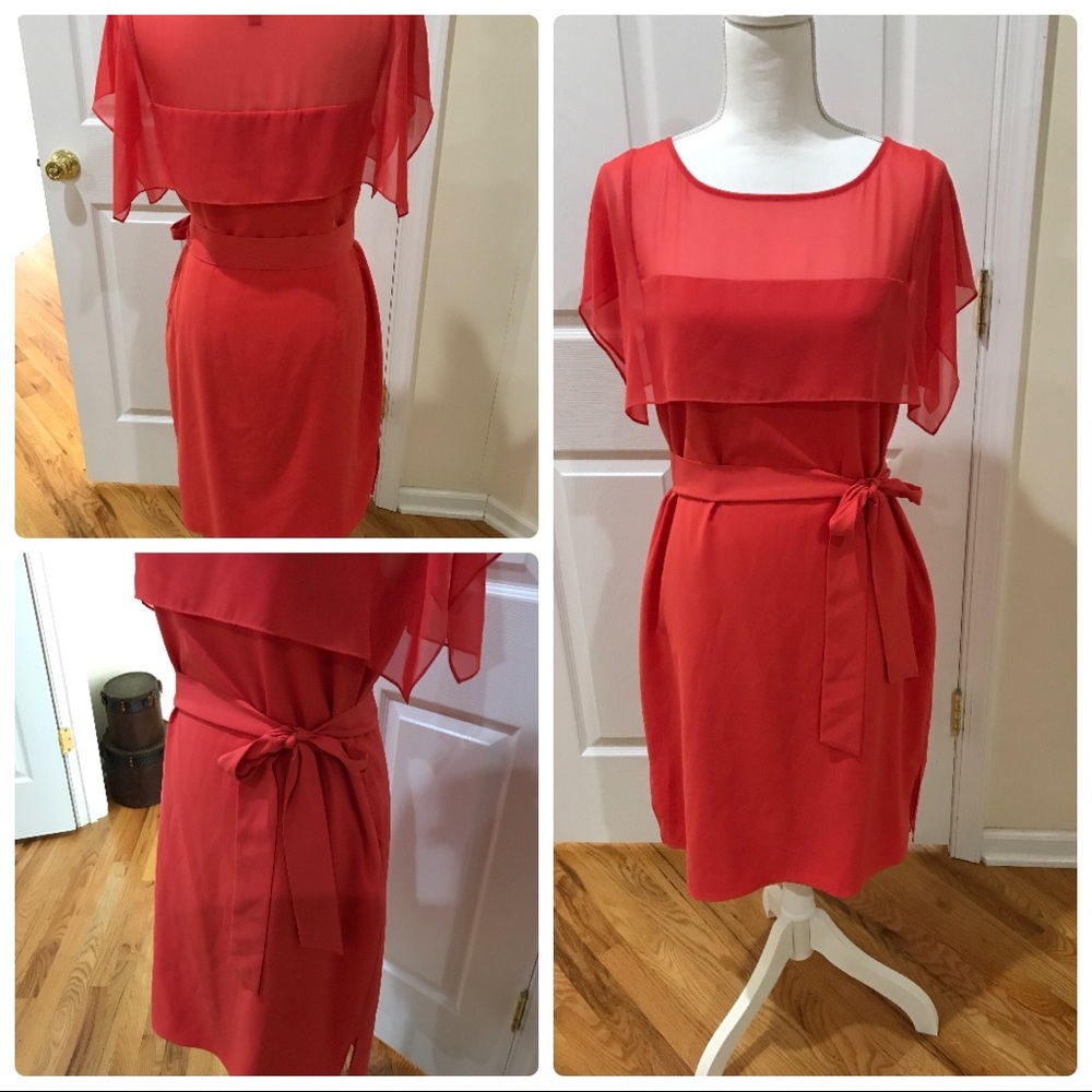 A salmon color dress